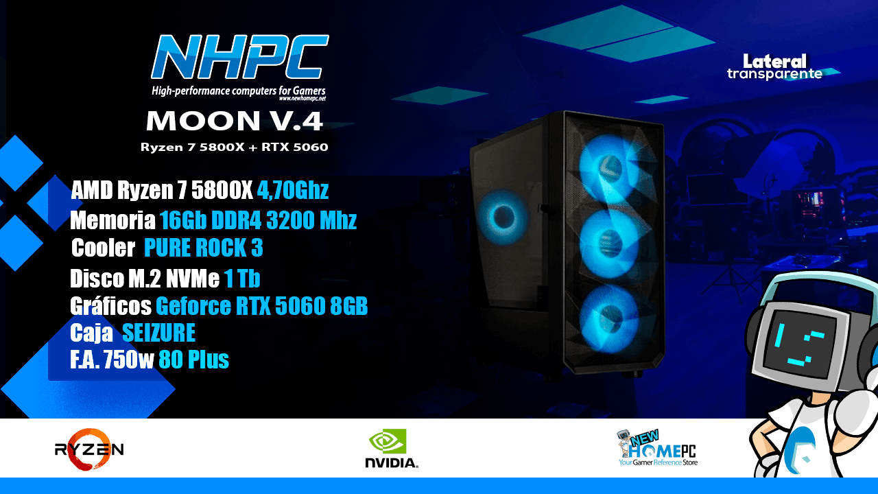 PC GAMING NHPC MOON V4 / Ryzen 7 5800X / 16GB / 1TB / RTX 5060